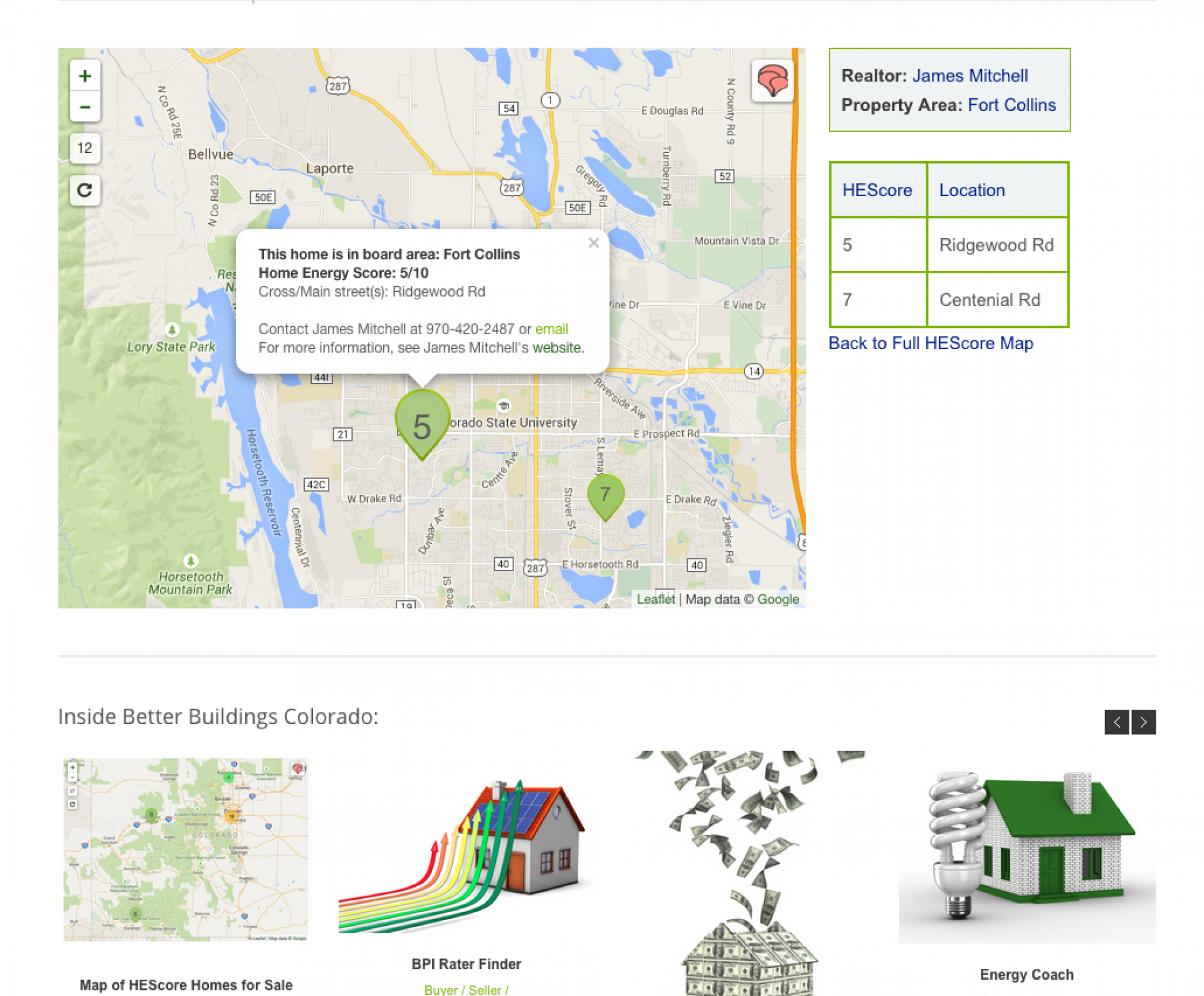 This pic shows an interactive map of Colorado homes auditied for its Home Energy Score, assessed by the Department of Energy. Bubble info reveals realtor contact info (in hindsight, seems to be a political favoritism they had me implement in their requirements! - but honestly, I can't recall if that ever went live). The map was easily updated via uploading spreadsheet (technically done via Drupal feeds).